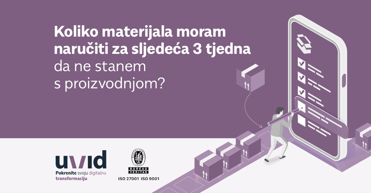 Koliko materijala moram naručiti za sljedeća 3 tjedna da ne stanem s proizvodnjom Uvid